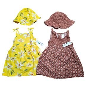 NWT Carter's 100% Cotton Sundress Bundle TWO 3 Piece Set Dress Hat Bloomers 18M